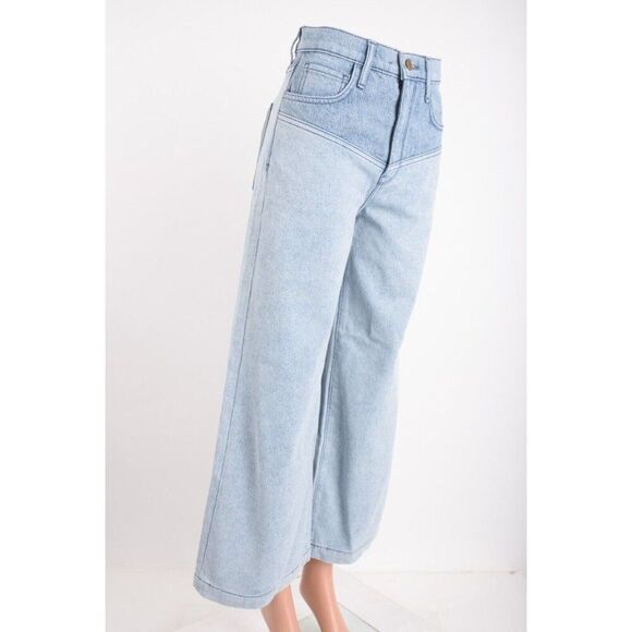 Triarchy Womens Jeans Denim Blue Two Tone Lone Ranger Wide Leg Sz 27 NWT - Picture 3 of 7